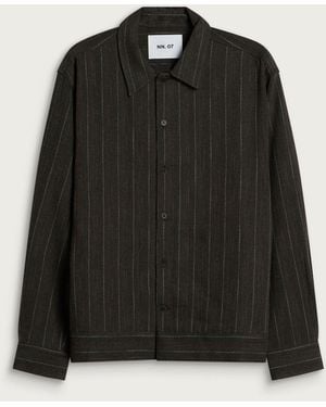 NN07 Reed Yarn Dyed Stripe Overshirt - Black