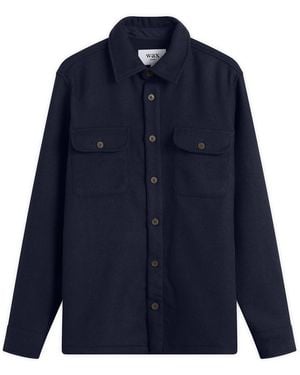 Wax London Lomond Thick Wool Blend Overshirt - Blue