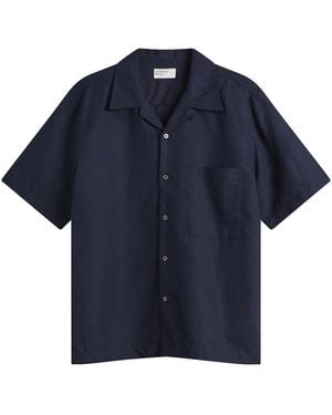 Universal Works Linen Cotton Camp Shirt - Blue