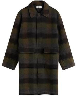 Universal Works Berlin Wool Check Account Coat - Black