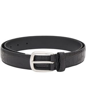 Anderson's Andersons Narrow Stitch Trimmed Alligator Print Belt - Black