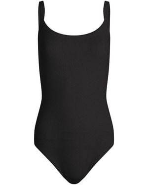 Skims Cotton Jersey Scoop Neck Bodysuit - Black