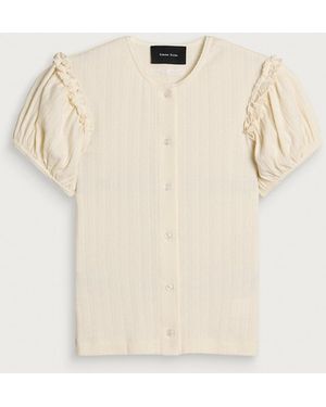 Simone Rocha Pointelle Puff Sleeve Cardigan - Natural