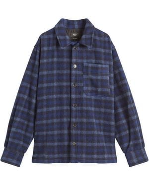 A.P.C. Stanley Check Wool Overshirt - Blue