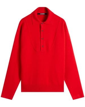 Jacquemus Wool Cashmere Knitted Polo - Red