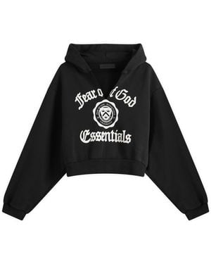 Fear Of God Heavy Fleece Cropped V-Neck Hoodie - Black