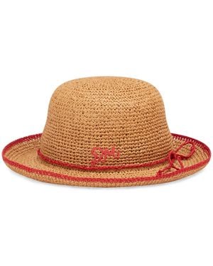 Damson Madder Roll Back Raffia Hat - Brown