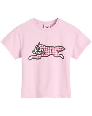 ICECREAM Houndstooth Running Dog Baby T-Shirt - Pink