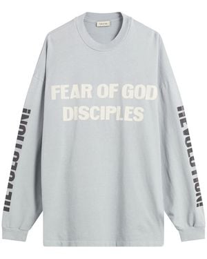 Fear Of God Relaxed Long Sleeve "Disciple" T-Shirt - Blue