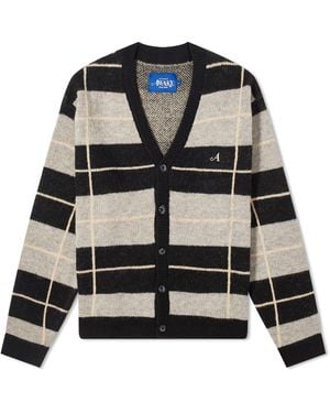 AWAKE NY Windowpane Mohair Cardigan - Black