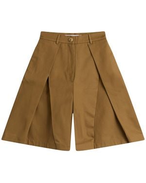Tolu Coker Twill Pleated Shorts - Brown
