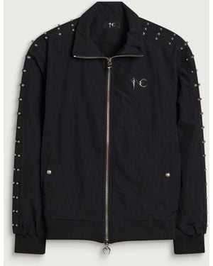 THUG CLUB Triple Line Stud Track Jacket - Black