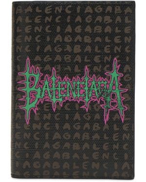 Balenciaga Canvas Logo Passport Holder - Black