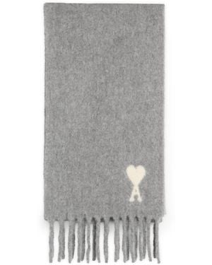 Ami Paris Hairy Alpaca Wool Scarf - Grey