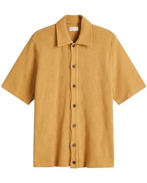 Universal Works Checkerboard Button Through Polo - Yellow