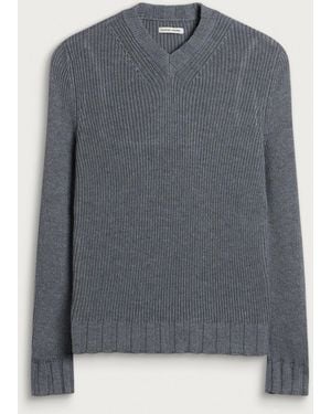 Carter Young Wool Lounger V-Neck - Blue