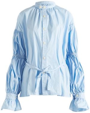 Beams Boy Bow Long Sleeve Shirt - Blue