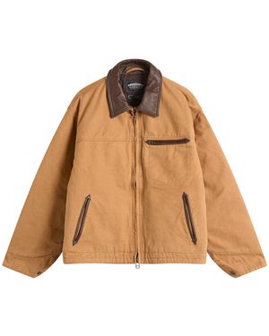 FRIZMWORKS Heavy Canvas Destroyed Work Jacket - Brown