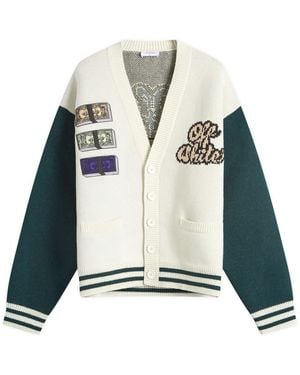 Off-White c/o Virgil Abloh Crystal Cash Varsity Knitted Cardigan - Green