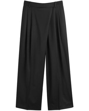 Ganni Calendered Wool Mid Waist Trousers - Black