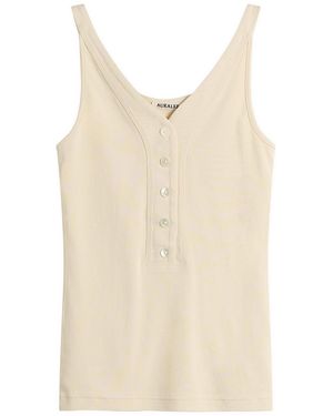 AURALEE Organic Cotton Fine Rib Tank Top - Natural