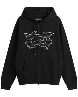 YESEYESEE Bullet Holes Zip-Up Hoodie - Black