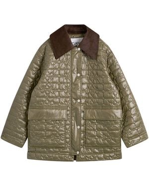 Ganni Shiny Quilt Jacket - Green