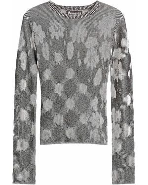PAOLINA RUSSO Illusion Knit Fitted Long Sleeve Top - Grey