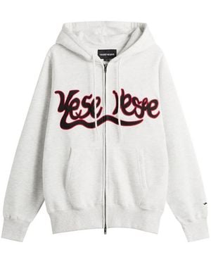 YESEYESEE Y.E.S Snail Logo Zip-Up Hoodie - White
