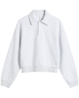 Skims Cotton Fleece Long Sleeve Henley Sweat - White