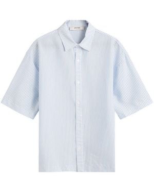 About Blank Stripe Seersucker Vacation Shirt - Blue