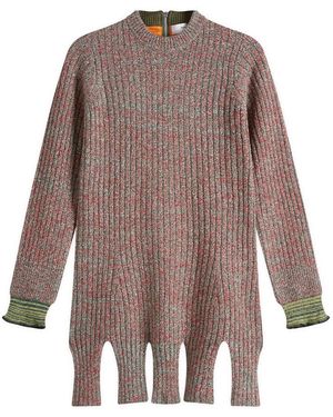 Toga Toga Tweed Knit Back Zip Pullover - Brown