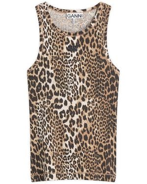 Ganni Rib Tank Top - Natural