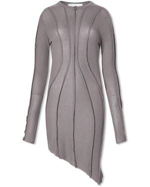 SAMI MIRO VINTAGE Aysmmetric Long Sleeve Mini Dress - Grey