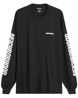 Neighborhood Ls-1 Distorted Logo Long Sleeve T-Shirt - Black
