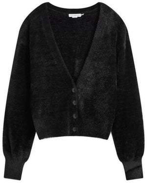 GOOD AMERICAN Plush Wool-Blend V-Neck Cardigan - Black