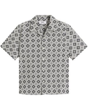 Wax London Didcot Tile Print Vacation Shirt - Gray