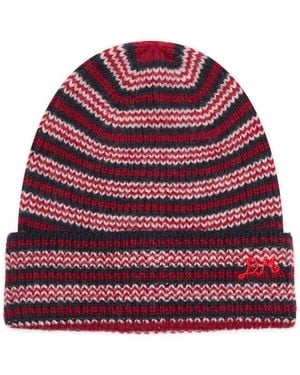 Damson Madder Striped Beanie - Red