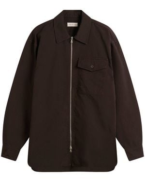 Dries Van Noten Overdyed Double Weave Cotton Shirt Jacket - Brown