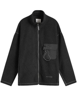 and wander Re Wool Jacquard Fleece Jacket - Black