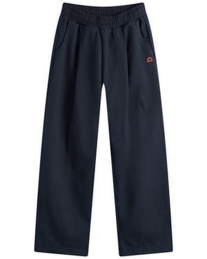 DUNST Leather Logo Wide Sweat Pants - Blue