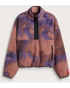 The North Face Box Printed Half Zip Fleece - Purple