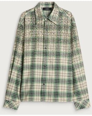 Amiri Crystal Studded Western Flannel - Green