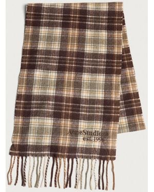 Acne Studios Canada Cashmere Check Scarf - Natural