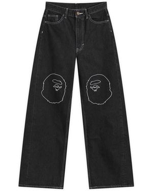 A Bathing Ape Ape Head Oversized Jeans - Black