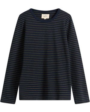 Folk Textured Stripe Long Sleeve T-Shirt - Blue