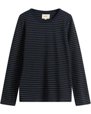 Folk Textured Stripe Long Sleeve T-Shirt - Blue