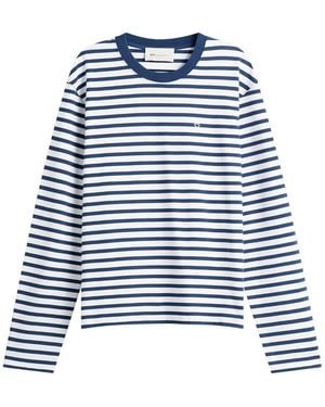 Ami Paris Long Sleeve Boxy Fit Mariniere T-Shirt - Blue