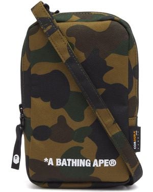A Bathing Ape 1St Camo Cordura Phone Shoulder Bag - Green