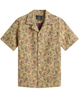 Portuguese Flannel Tapestry Flowers Vacation Shirt - Natural